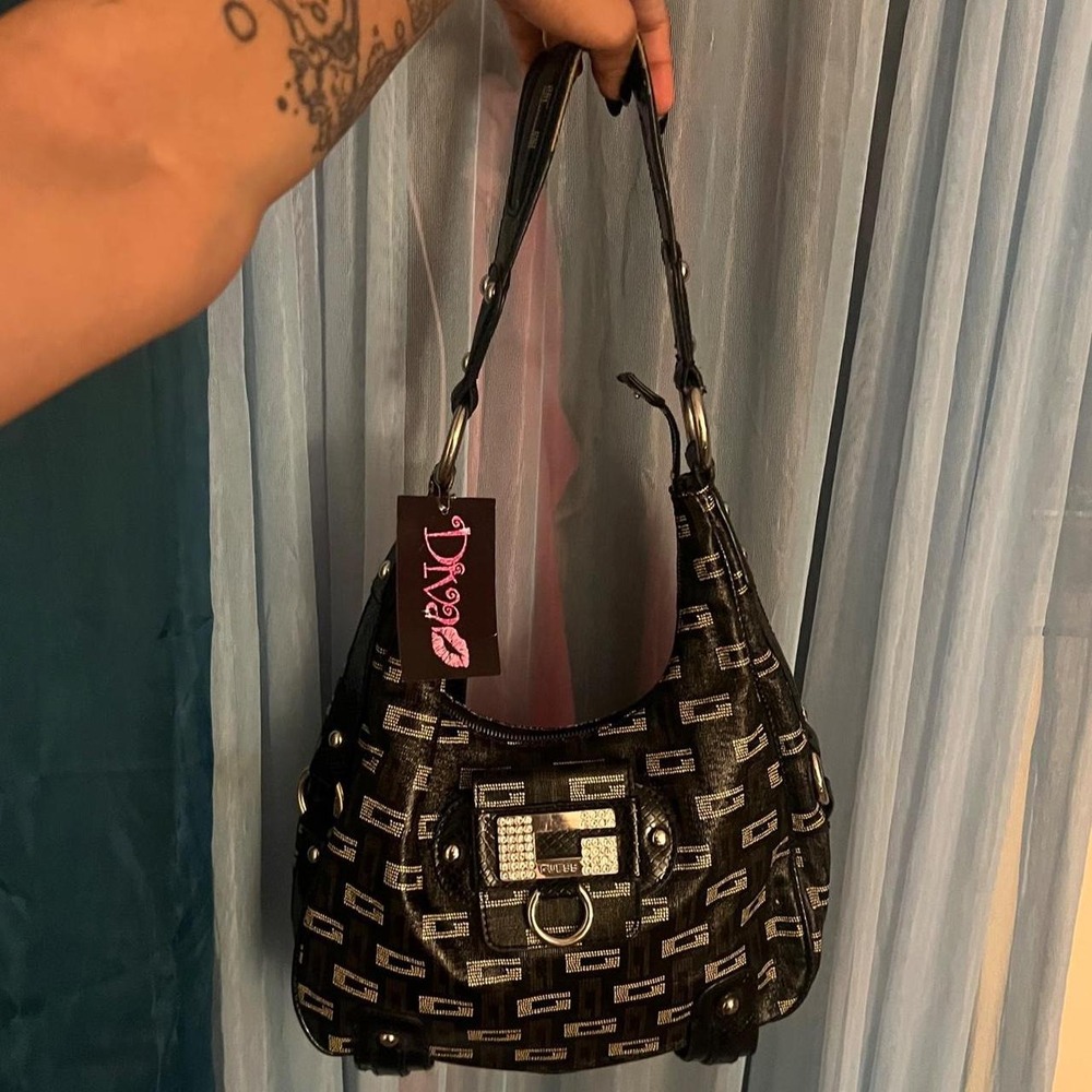 GUESS Monogram Rhinestone Hobo Bag - Picture 3 of 7